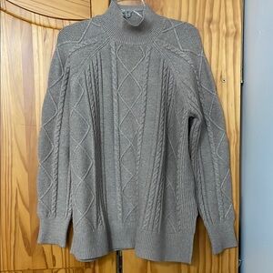 PHILOSOPHY CABLE KNIT SWEATER MENS L BEIGE TURTLE NECK REPUBLIC CLOTHING RAGLAN